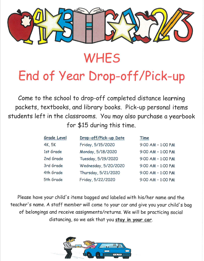 Drop Off and Pick Up Dates